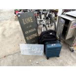AN ASSORTMENT OF ITEMS TO INCLUDE SIGNS AND SUITCASES ETC