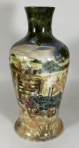 A COBRIDGE STONEWARE LIMITED EDITION FARMING SCENE VASE DESIGNED BY ANJI DAVENPORT, NO. 73/150,