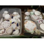 TWO BOXES OF ASSORTED CHINA DINNER WARES, AYNSLEY CUPS ETC