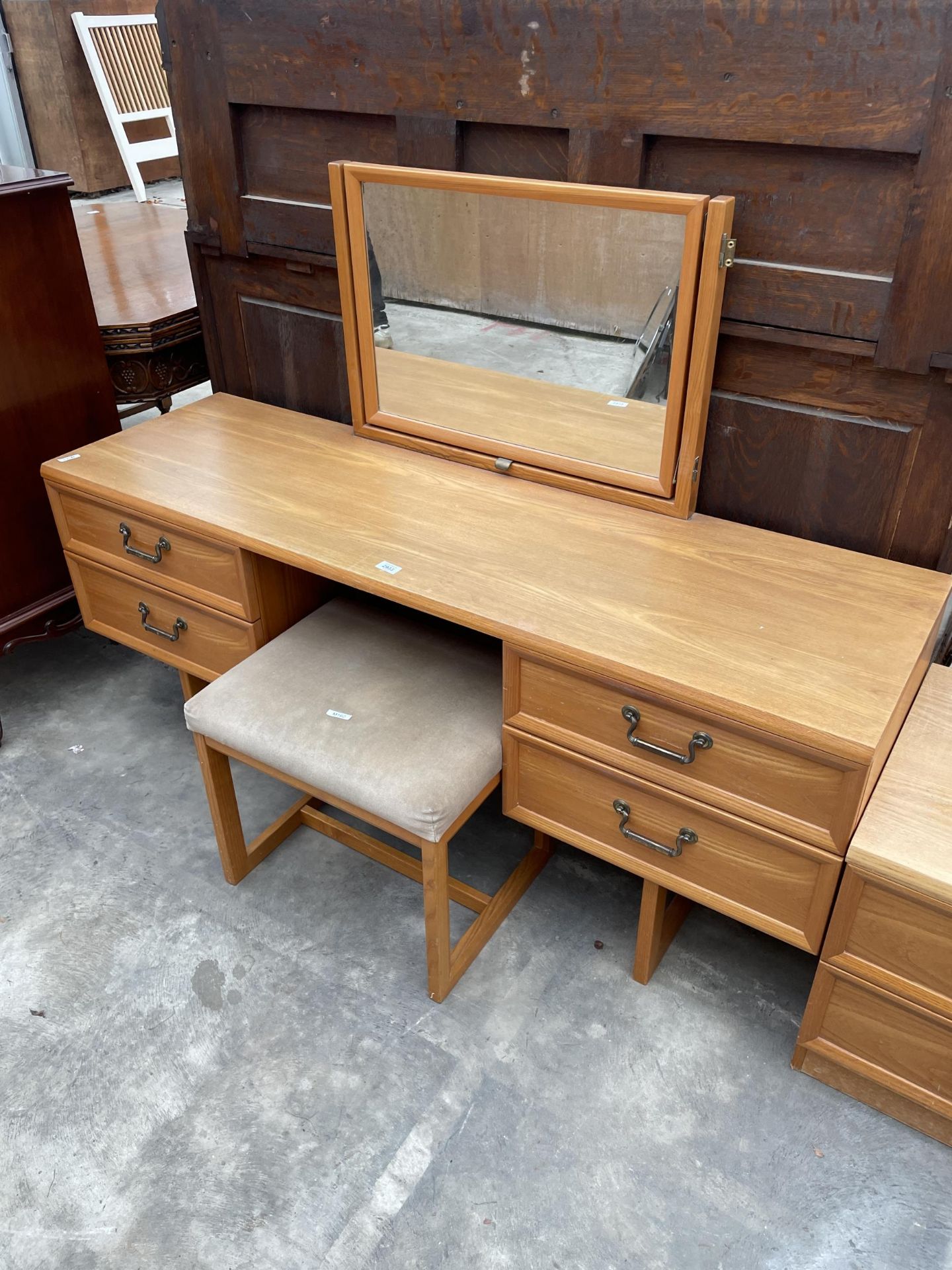 A G-PLAN DRESSING CHEST WITH STOOL