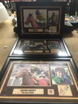 A GROUP OF FRAMED HORSE RACING LIMITED EDITION SIGNED PHOTOS, RUBY WALSH, AP MCCOY AND LESTER