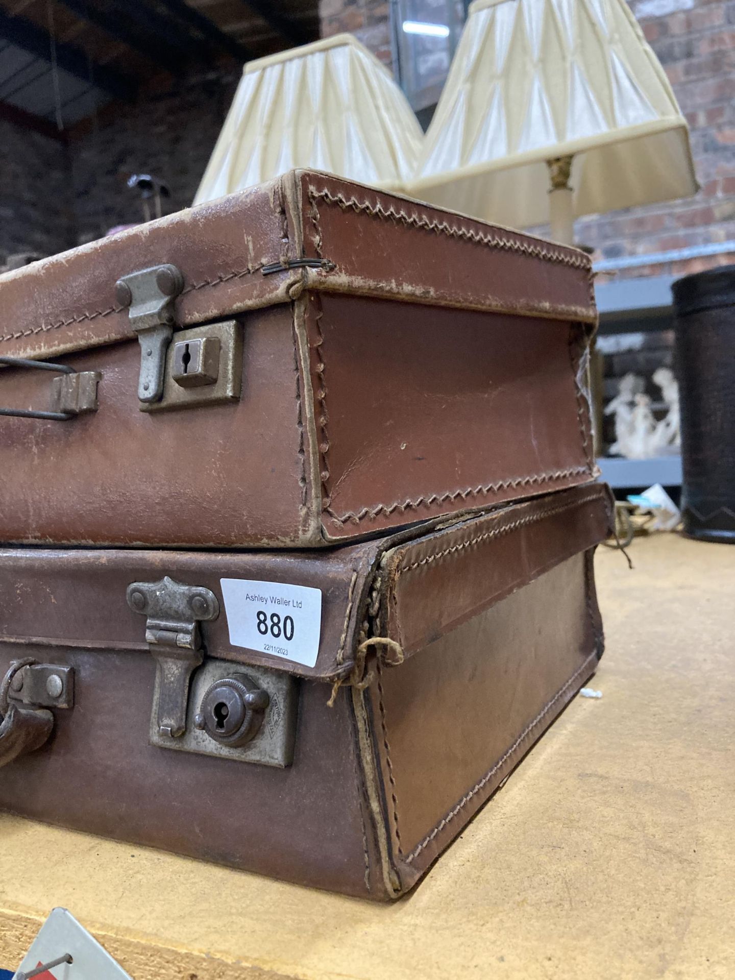 TWO VINTAGE LEATHER EFFECT BRIEFCASES - Image 2 of 2