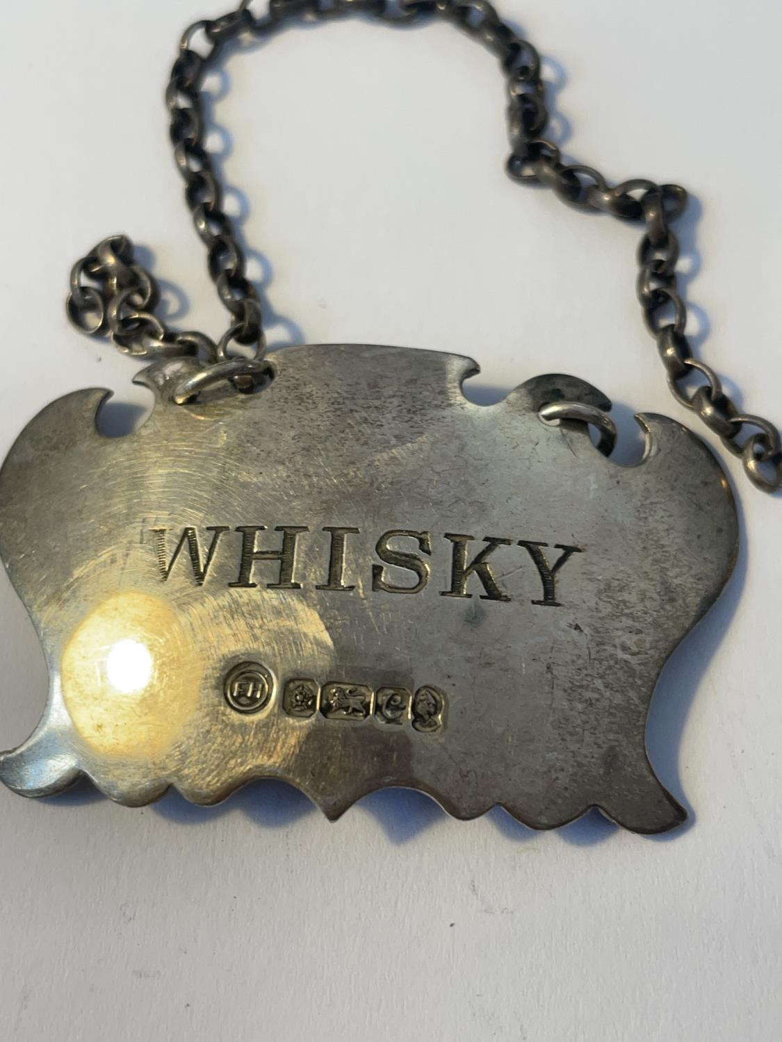 THREE HALLAMRKED SHEFFIELD SILVER DECANTER LABELS BRANDY, WHISKY AND GIN GROSS WEIGHT 44.5 GRAMS - Image 3 of 4