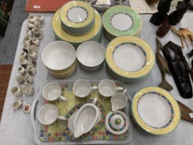 A RETRO COLOURFUL VILLEROY & BOCH 'TWISTALEA LIMONE' EASY COLLECTION CHEQUERED PATTERN PART DINNER