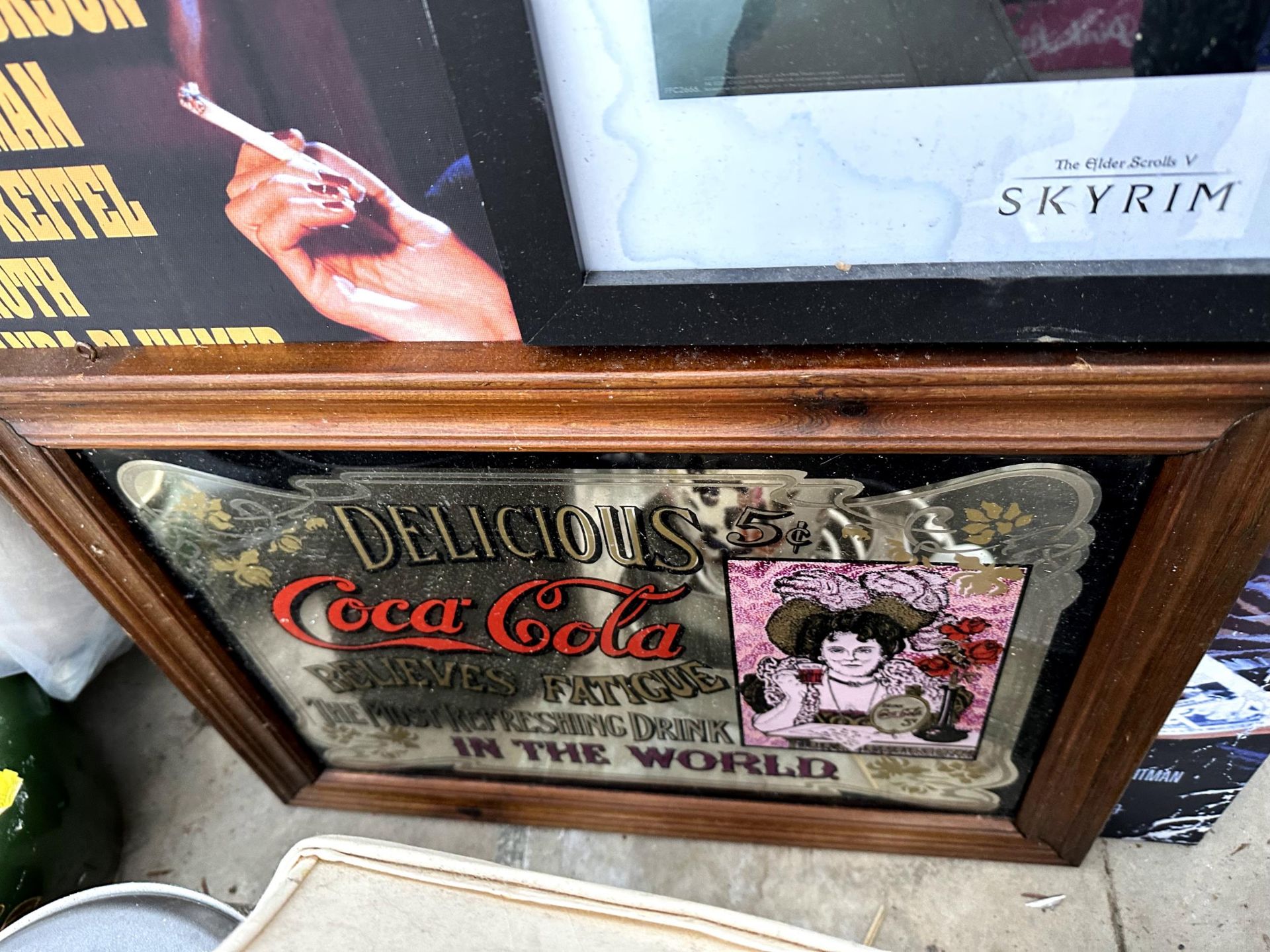 A PULP FICTION PRINT, A COCA COLA MIRROR AND A FURTHER PRINT - Image 2 of 3