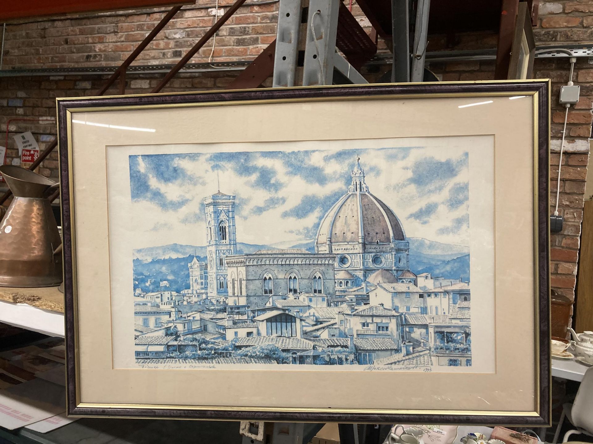 A LARGE ITALIAN PRINT, SIGNED MARCO RAMAZOFF