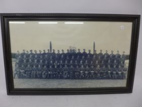 TWO FRAMED PHOTOGRAPHS OF WORLD WAR II, RAF PERSONEL IN FRONT OF BOMBERS, 40 X 60CM AND 34 X 60 CM