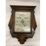 A VINTAGE MAHOGANY CASED SQUARE BAROMETER - A/F, TO GLASS