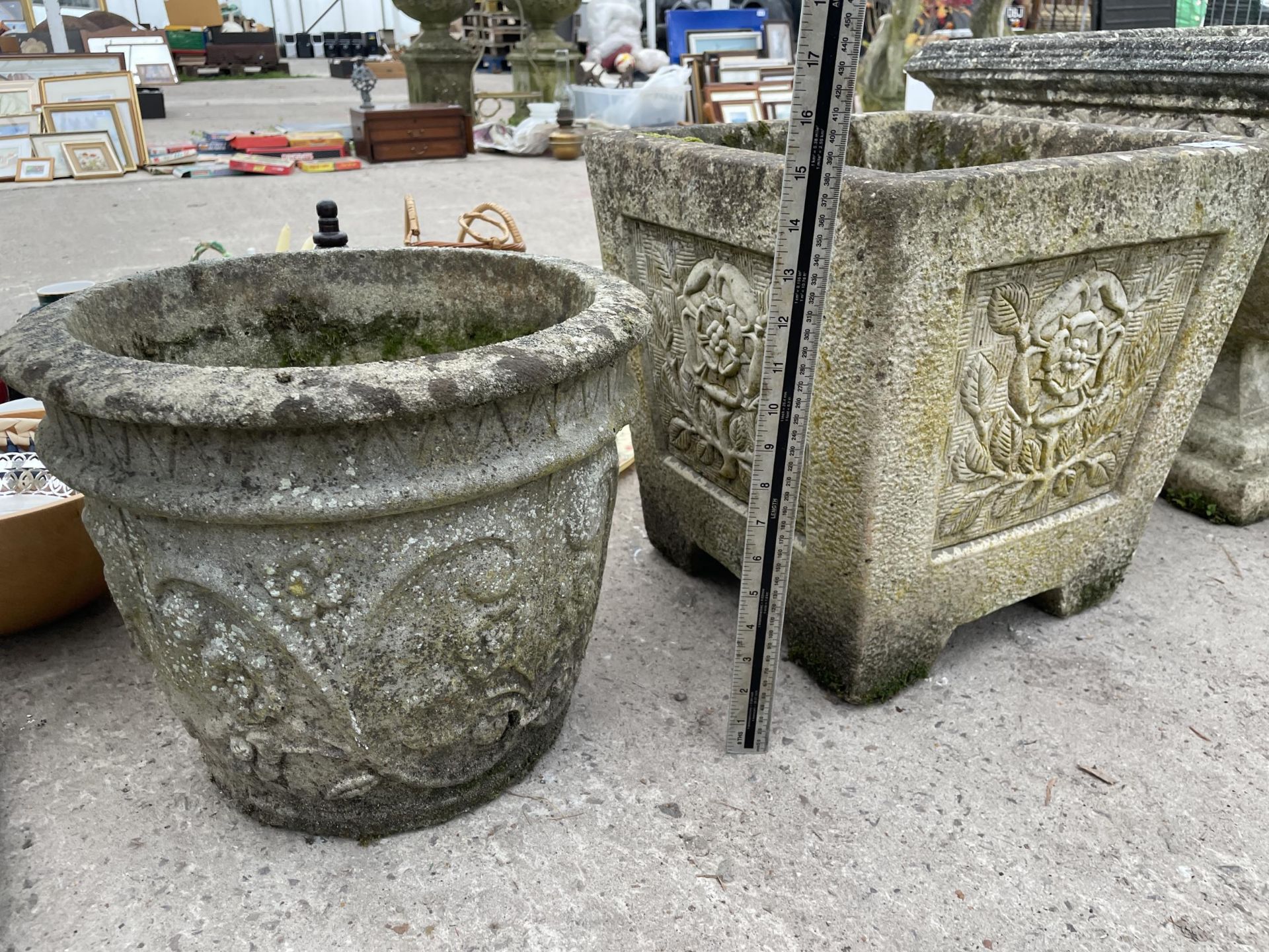 TWO CONCRETE GARDEN PLANTERS - Image 2 of 3