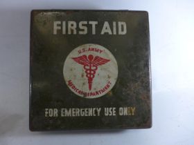 A WORLD WAR II U.S. ARMY MEDICAL DEPARTMENT FIRST AID TIN