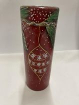 AN ANITA HARRIS HAND PAINTED AND SIGNED IN GOLD BAUBLE VASE