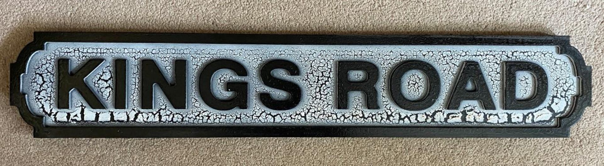 A LARGE KINGS ROAD WOODEN STREET SIGN, LENGTH 80 CM