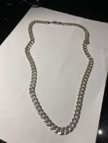 A 24" HEAVY SILVER FLAT LINK NECK CHAIN