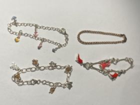 FOUR ASSORTED SILVER BRACELETS