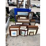 A LARGE ASSORTMENT OF FRAMED PRINTS AND PICTURES