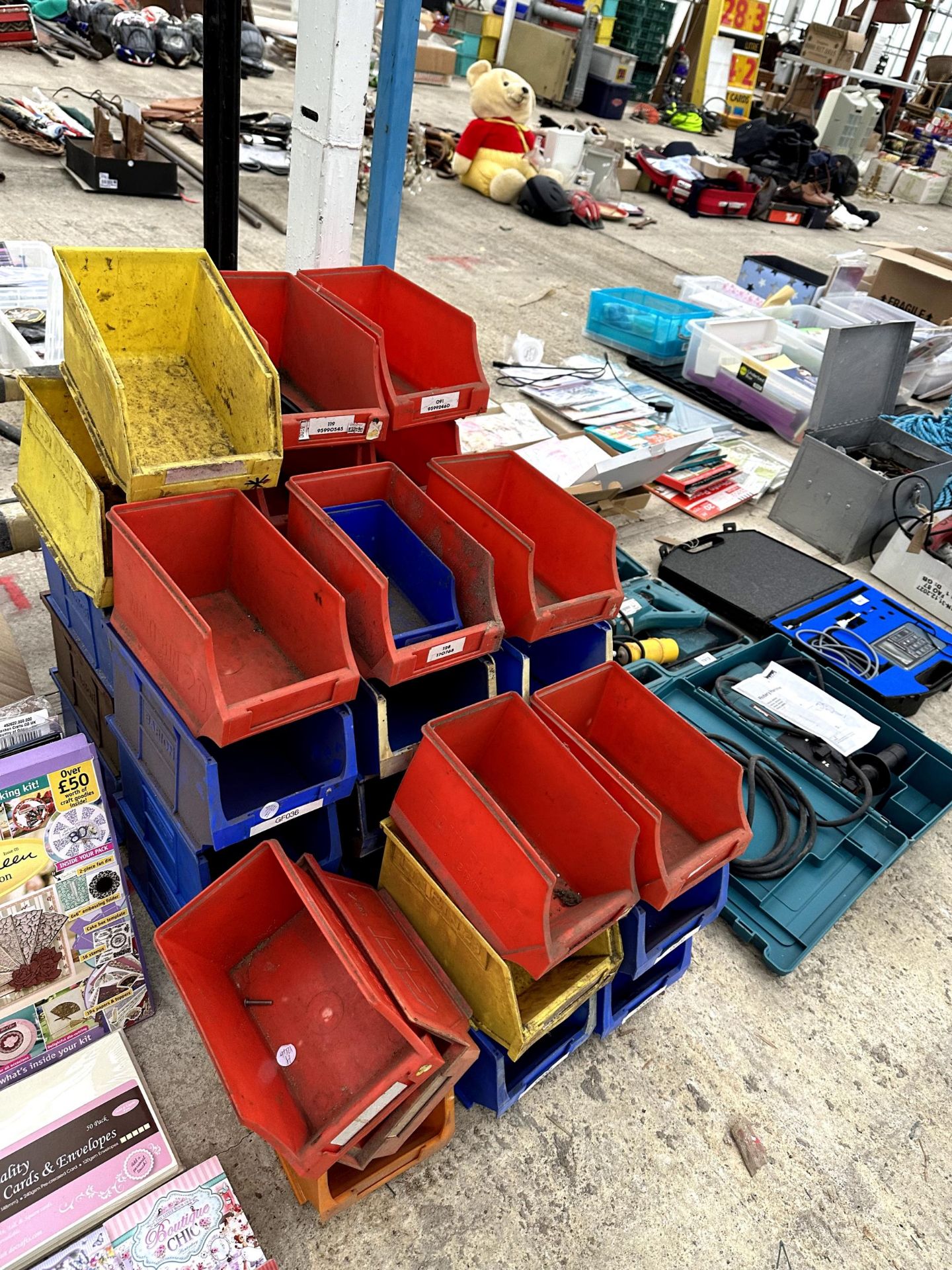 A LARGE ASSORTMENT OF PLASTIC STORAGE LIN BINS - Image 2 of 2