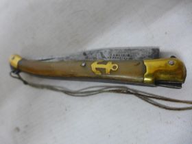 A LAGUIOLE ROSSIGNOL POCKET KNIFE CIRCA 1880 WITH GOLD INLAY