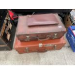 TWO VINTAGE TRAVEL CASES AND A LEATHER FOLDER