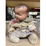 A VINTAGE PAPIER MACHE HEADED DOLL