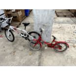 TWO CHILDRENS BIKES TO INCLUDE A BMX STYLE BIKE