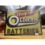 AN OLDHAM BATTERIES 'I TOLD 'EM' ILLUMINATED BOX SIGN