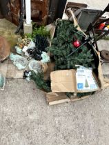 AN ARTIFICIAL CHRISTMAS TREE AND VARIOUS FAIRY LIGHTS