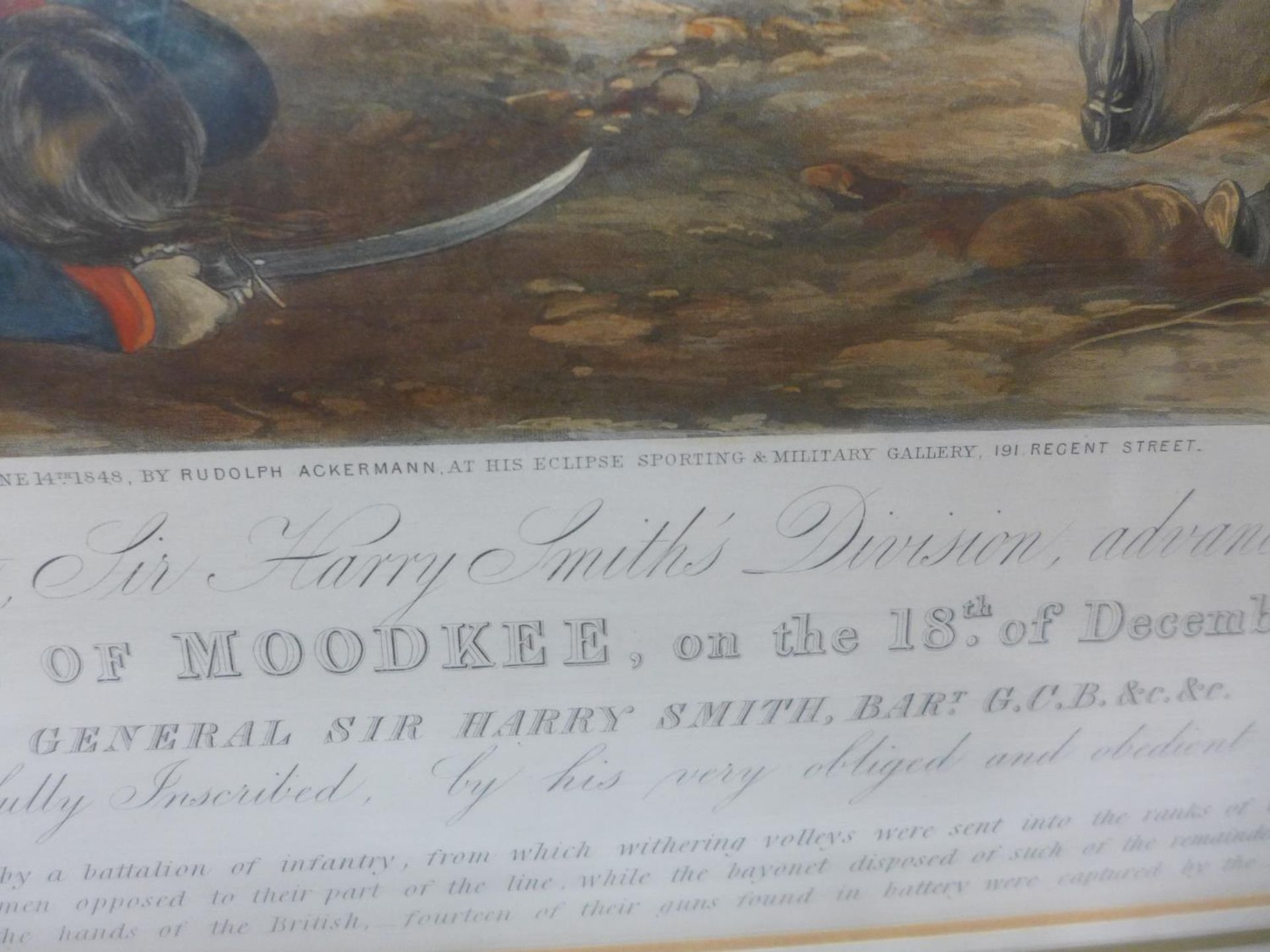 A MID 19TH CENTURY COLOURED ENGRAVING OF THE BATTLE OF MOODKEE 1845, PUBLISHED BY RUDOLPH - Bild 3 aus 3
