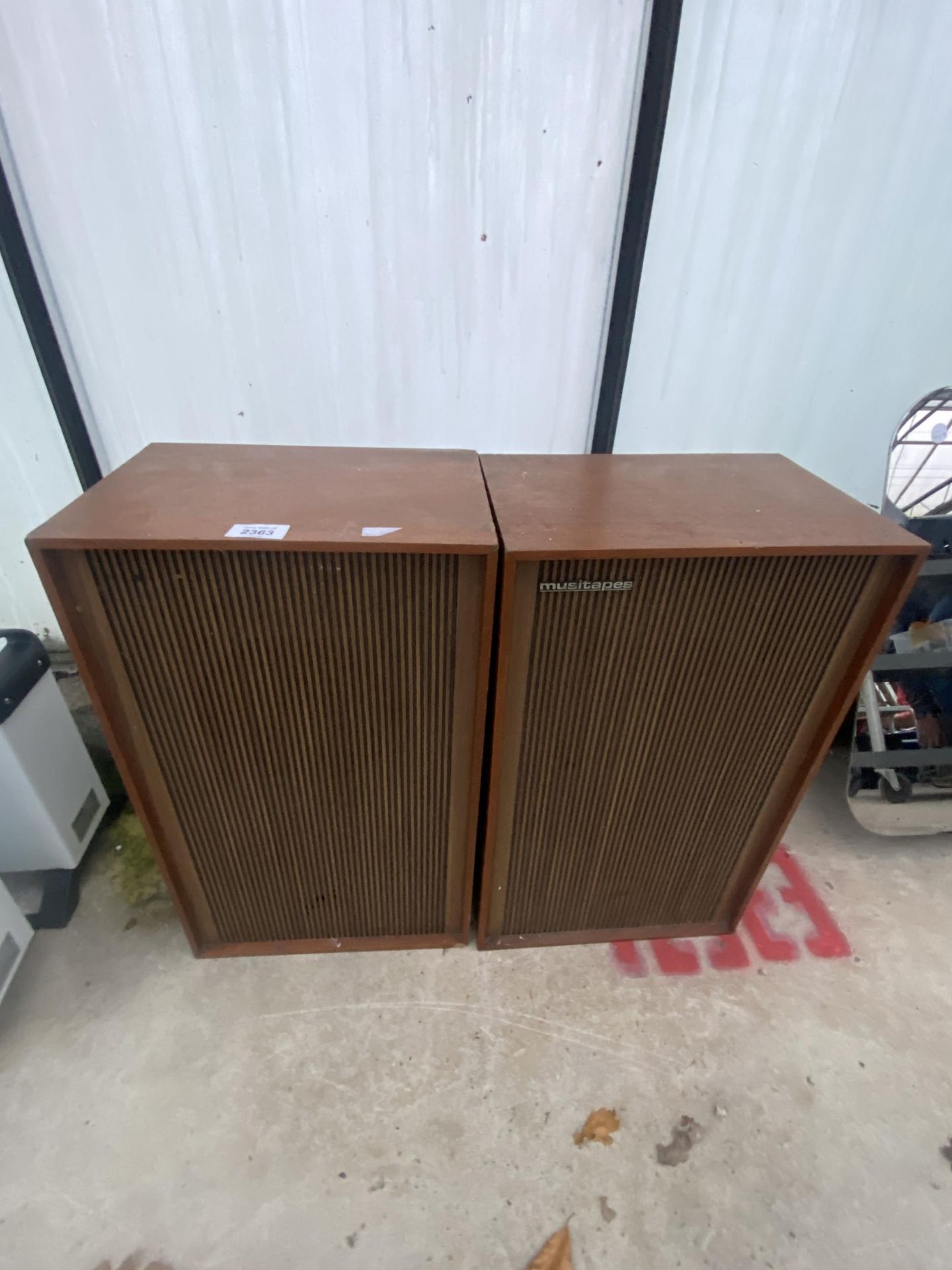 A PAIR OF WOODEN CASED SPEAKERS