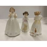 THREE ROYAL DOULTON FIGURES - 'CATHERINE' HN3044, 'DADDY'S GIRL' HN3435 AND HN3123 (ALL SECONDS)