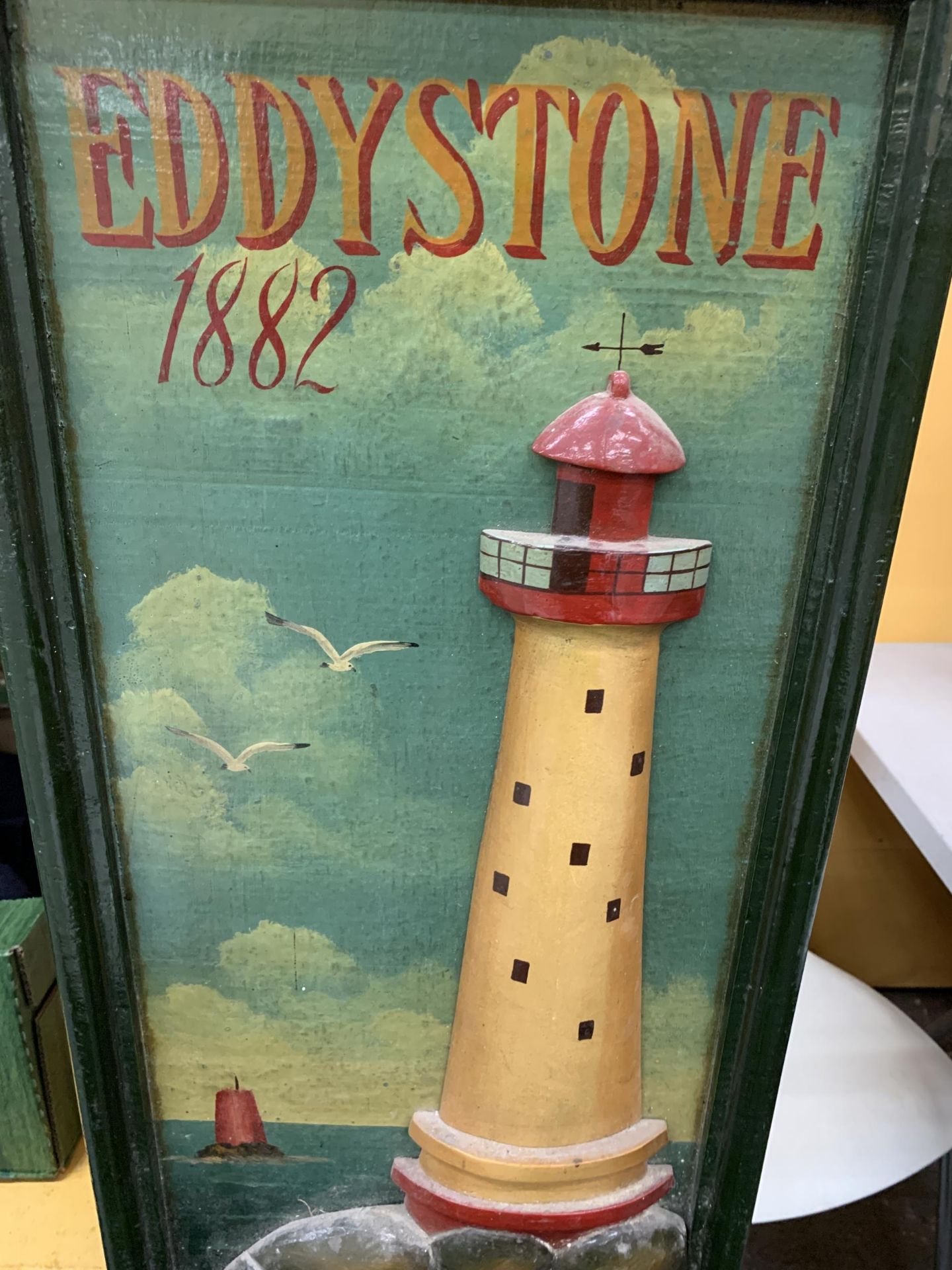 A LARGE 3-D EDDYSTONE LIGHTHOUSE WOODEN WALL PLAQUE - Image 2 of 2