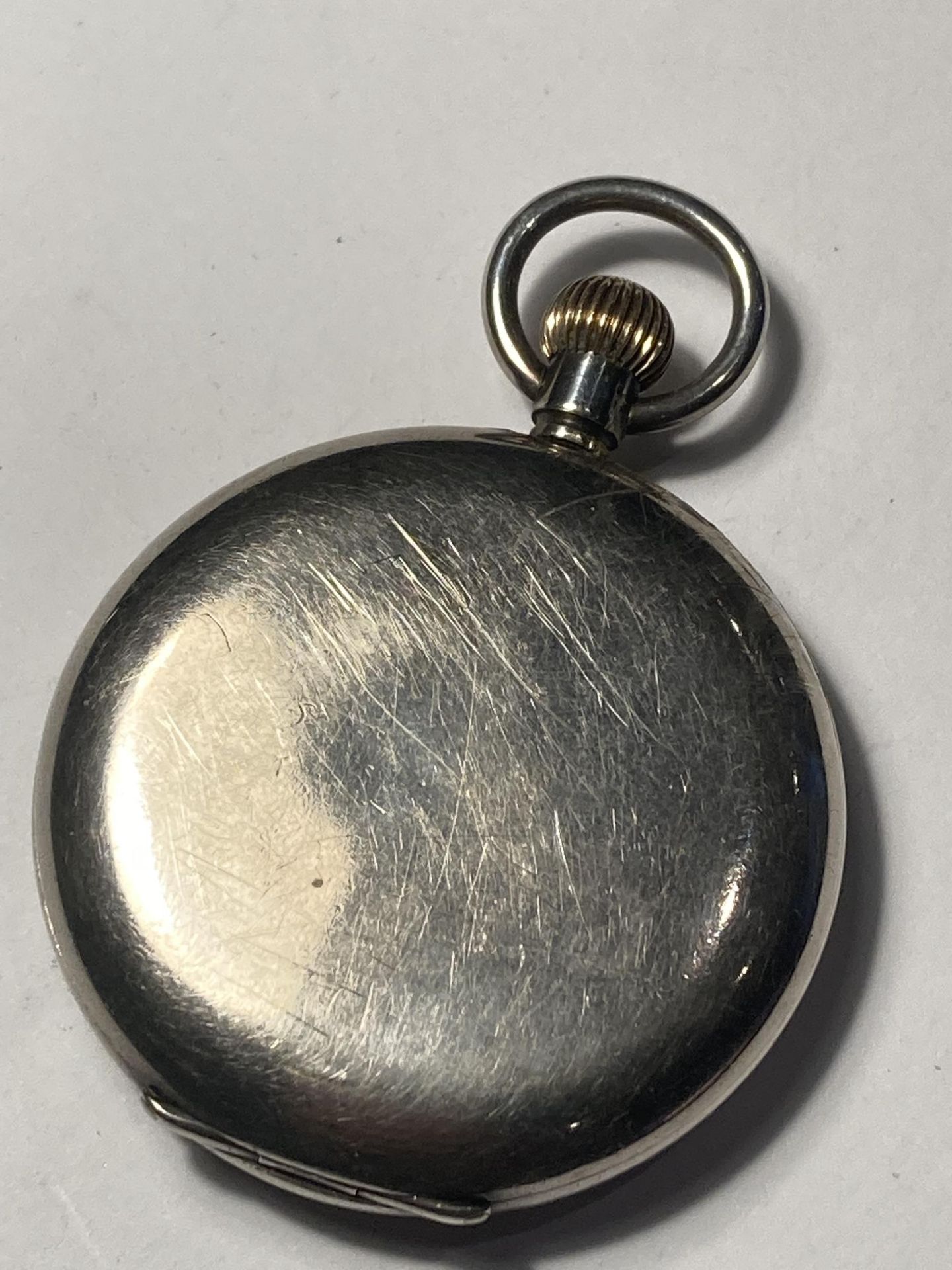 A SILVER POCKET WATCH WITH WHITE ENAMEL FACE SEEN WORKING BUT NO WARRANTY - Image 2 of 2
