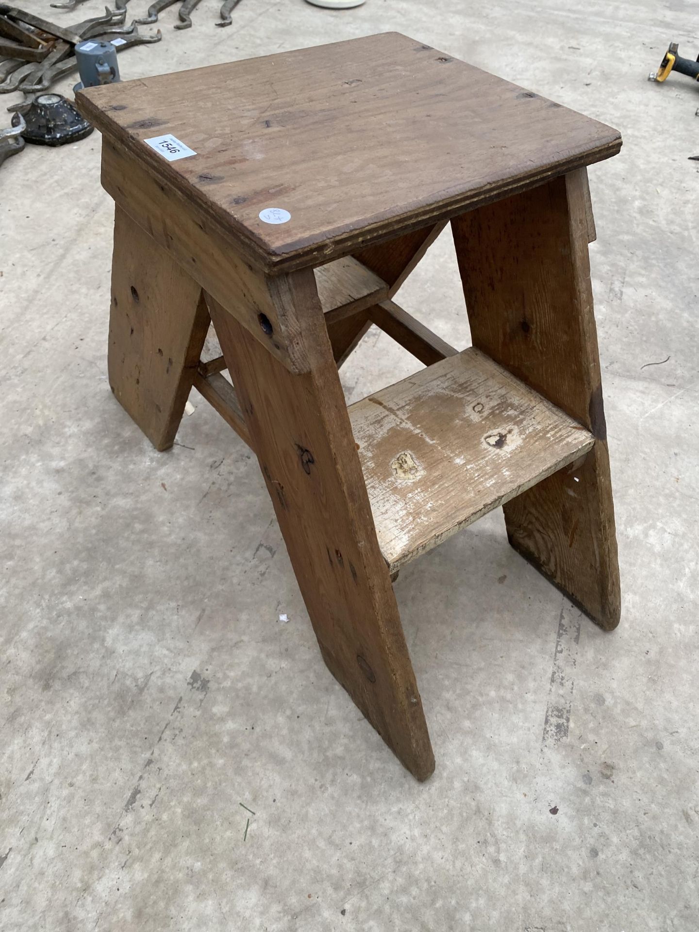 A VINTAGE WOODEN KITCHEN STEP - Image 2 of 4