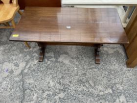 A MODERN OAK REFECTORY STYLE COFFEE TABLE, 42 X 21"