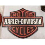 A LARGE CAST HARLEY DAVIDSON ADVERTISING SIGN, 34CM X 26CM