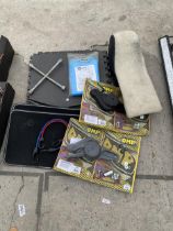 AN ASSORTMENT OF ITEMS TO INCLUDE CAR MATS AND A WHEEL BRACE ETC