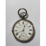 A HALLMARKED BIRMINGHAM SILVER POCKET WATCH, WORKING AT TIME OF LOTTING