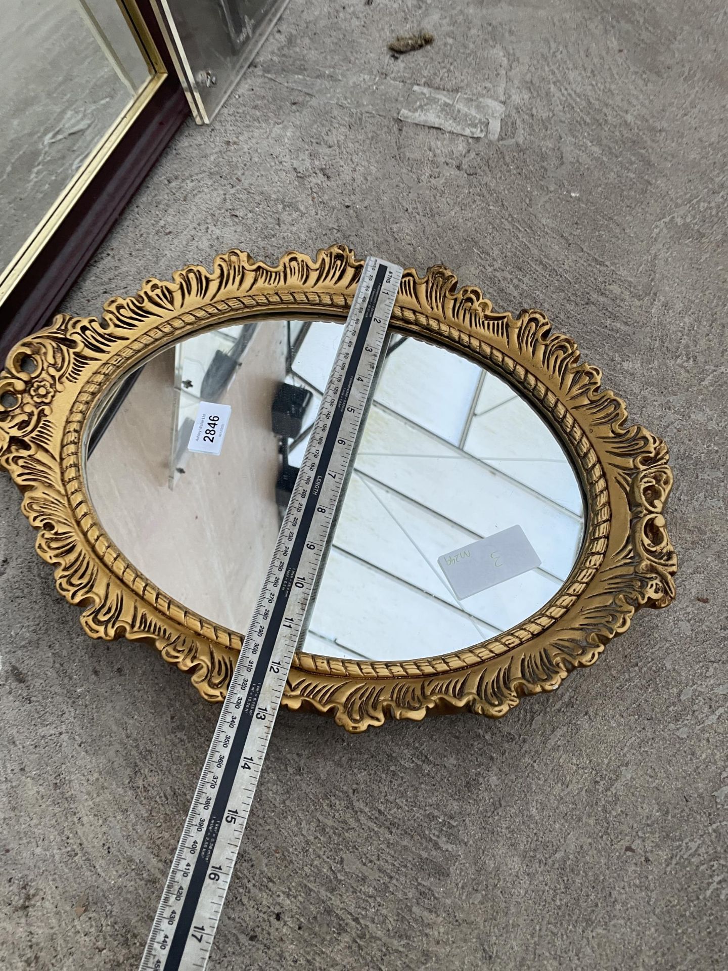AN OVAL GILT FRAMED WALL MIRROR AND WOODEN FRAMED MIRROR - Image 4 of 7
