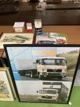 A COLLECTION OF FODEN WAGON ITEMS TO INCLUDE A 9 CARAT GOLD TIE PIN WITH TWO DIAMONDS AND A SAPPHIRE