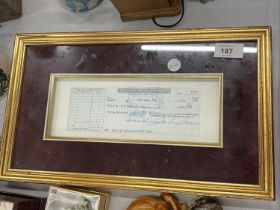 A BANKER TRUST COMPANY FRAMED CHEQUE
