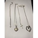 FOUR ASSORTED SILVER NECKLACES