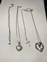 FOUR ASSORTED SILVER NECKLACES