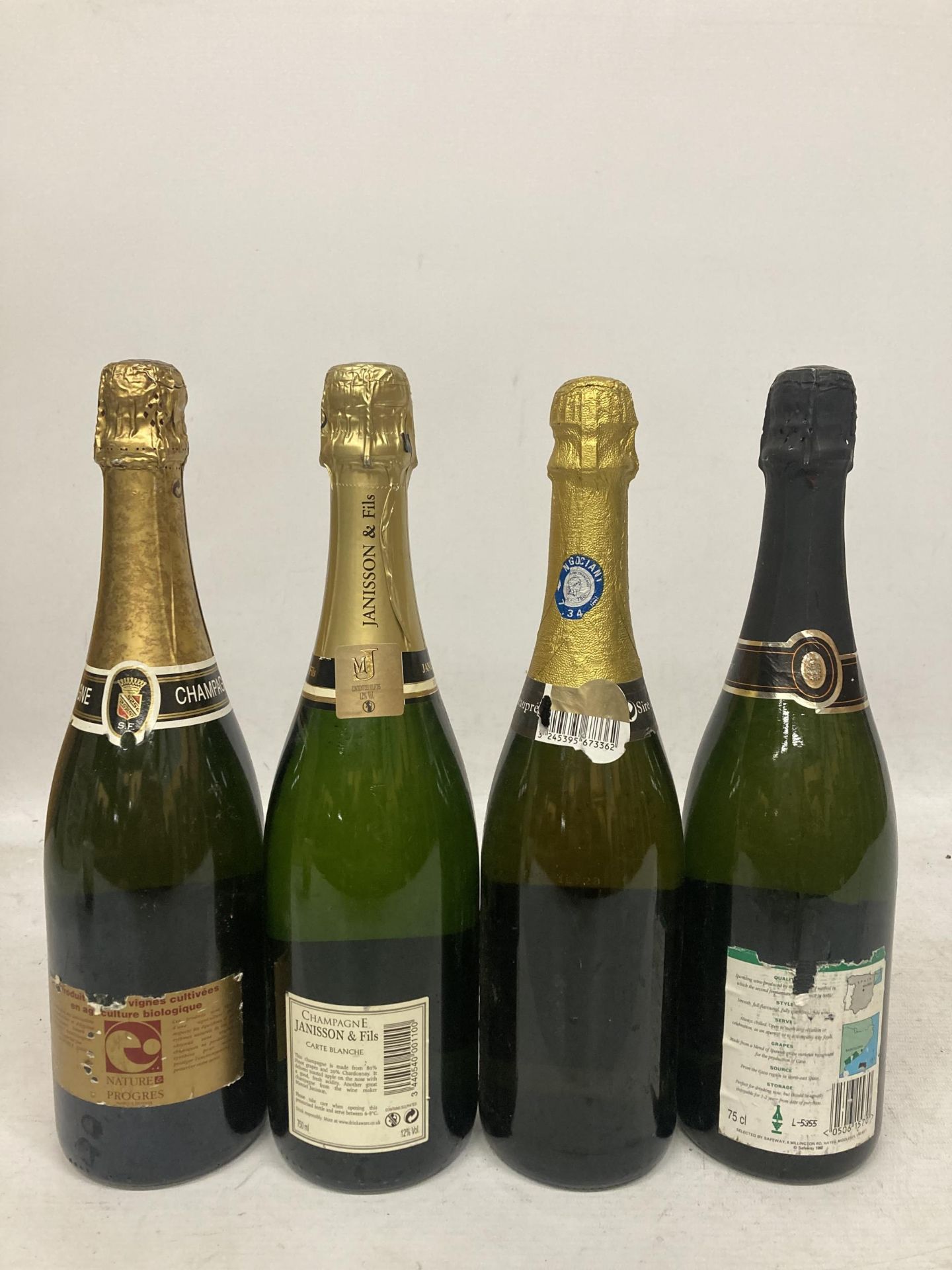 FOUR 75CL BOTTLES - SIRE DE BEAUPRE BRUT, JANISSON & FILS CHAMPAGNE, CAVA AND CHAMPAGNE - Image 2 of 2