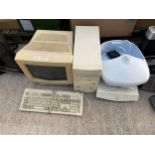 AN ASSORTMENT OF COMPUTER ITEMS TO INCLUDE MONITOR AND TOWER ETC