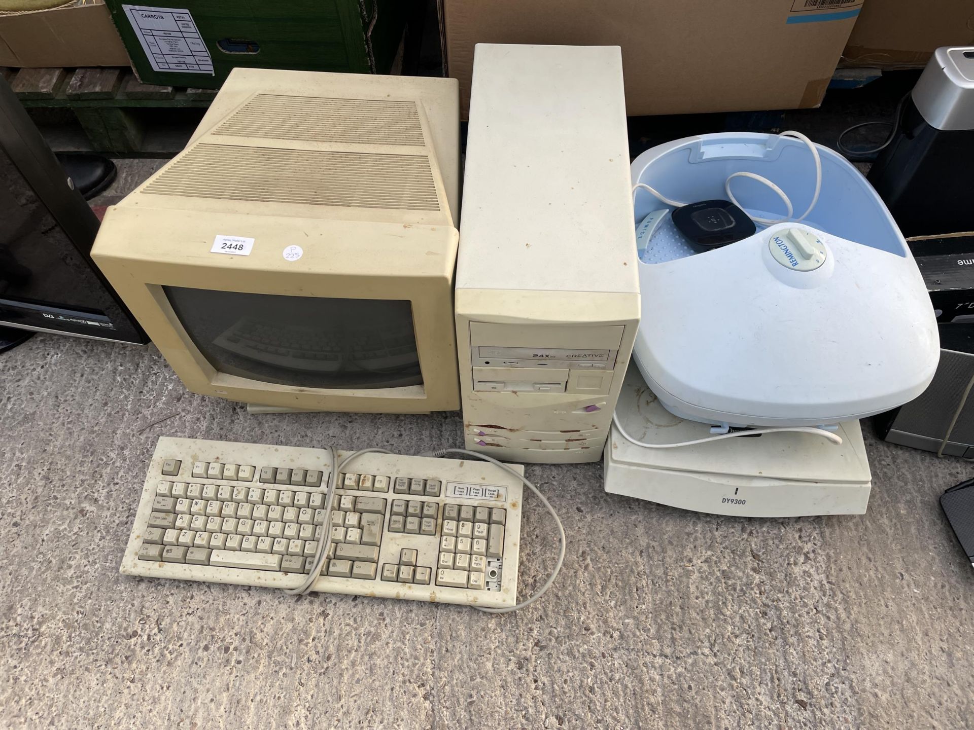 AN ASSORTMENT OF COMPUTER ITEMS TO INCLUDE MONITOR AND TOWER ETC