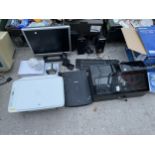 AN ASSORTMENT OF ITEMS TO INCLUDE A COMPUTER MONITOR AND KEYBOARDS ETC