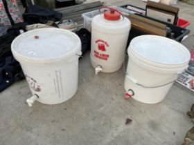 THREE VARIOUS PLASTIC BREWING TUBS