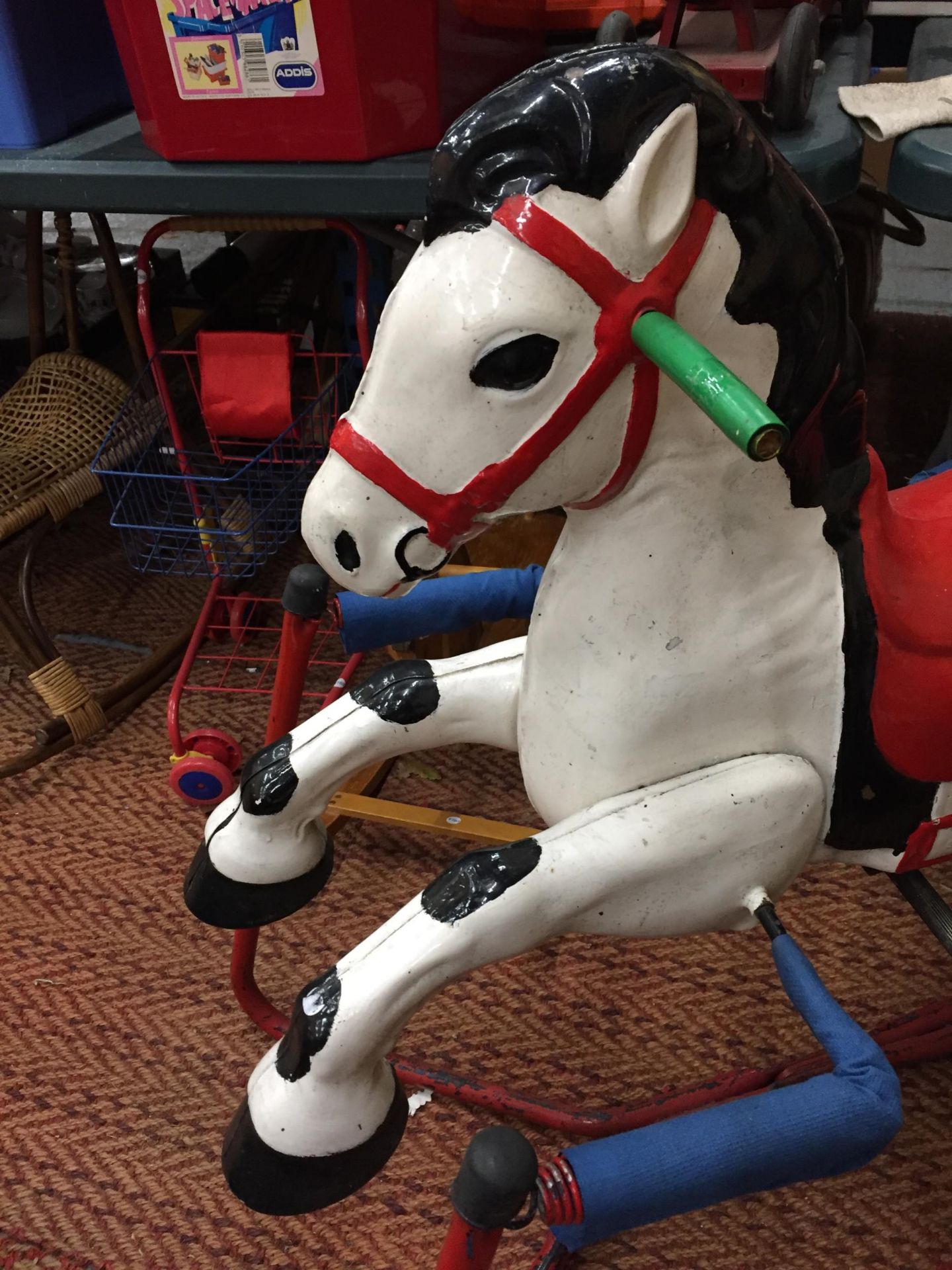 A VINTAGE METAL SPRING ROCKING HORSE - Image 2 of 4