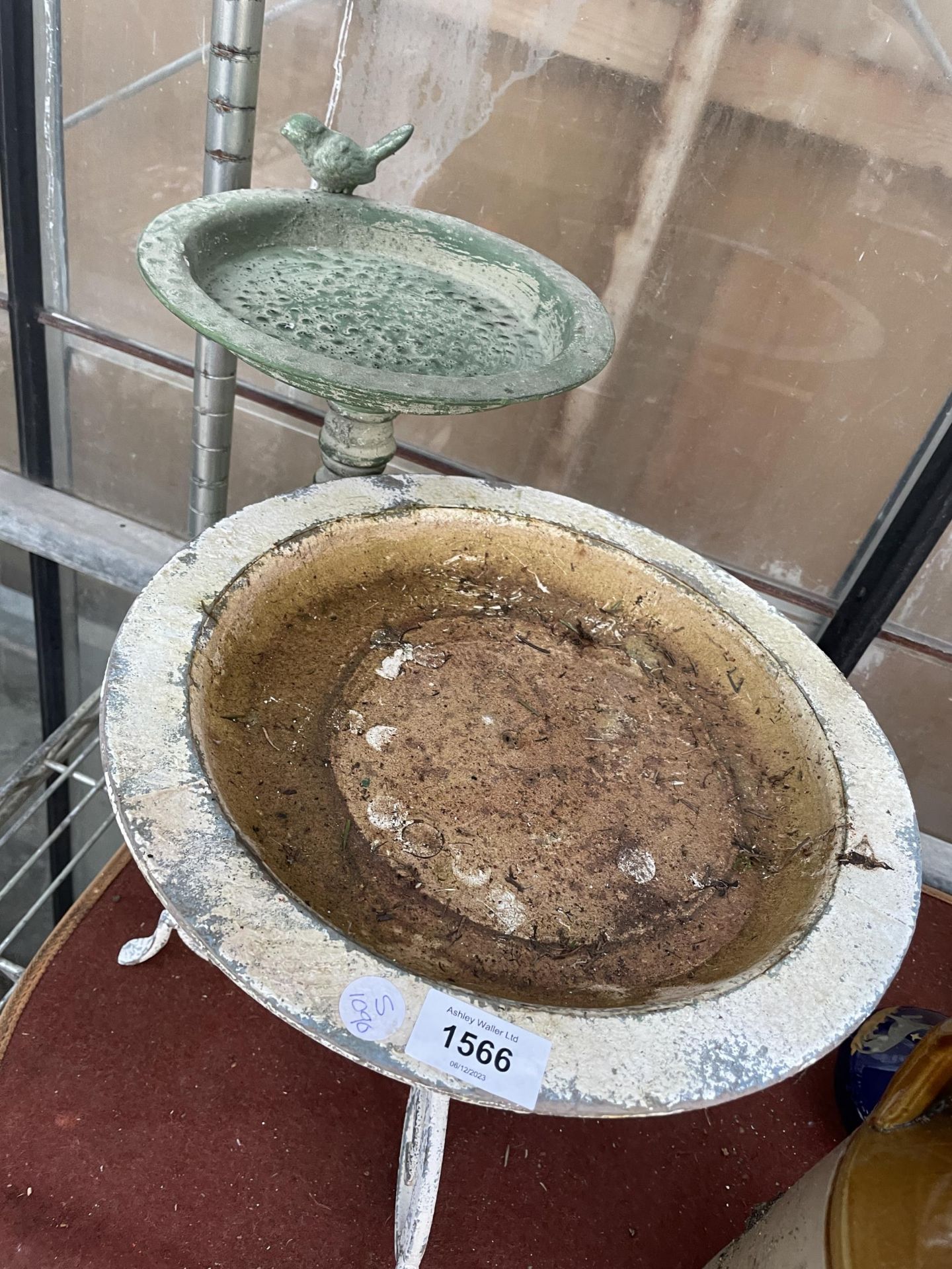 TWO VINTAGE METAL BIRD BATHS - Image 2 of 3