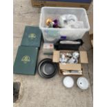 AN ASSORTMENT OF ITEMS TO INCLUDE CERAMICS AND A HEATRER ETC