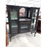 A LATE VICTORIAN EBONISED DISPLAY CABINET, 48" WIDE